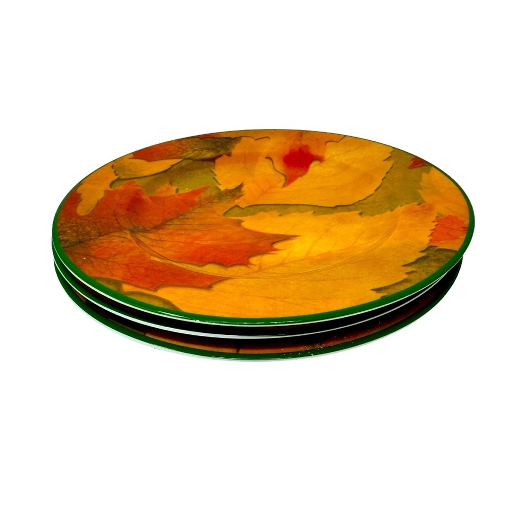 Feuille d’ Automne | Philippe Deshoulieres | Harvest Porcelain Saucers Set of 3 - Picture 2 of 4